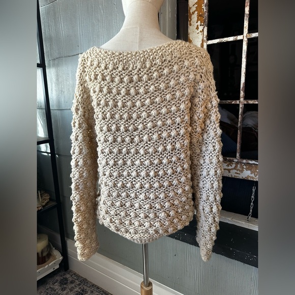 Cozy Casual Chunky Textured Cable Knit Sweater Cream M/L - Picture 4 of 5